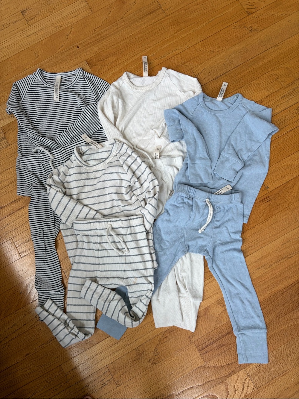 Childhoods Clothing Sets - Blue, White, Gray Stripes (4 pairs)